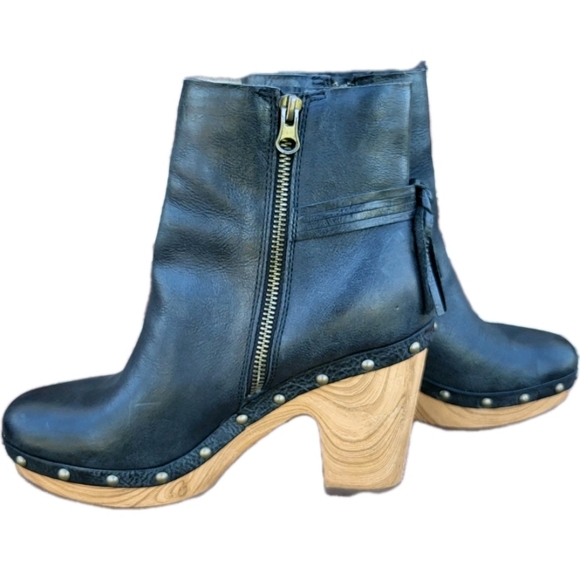 KORK-EASE Dianna Final Tassel Black Leather Stud Platform Ankle Boot Women 8 - Picture 8 of 16